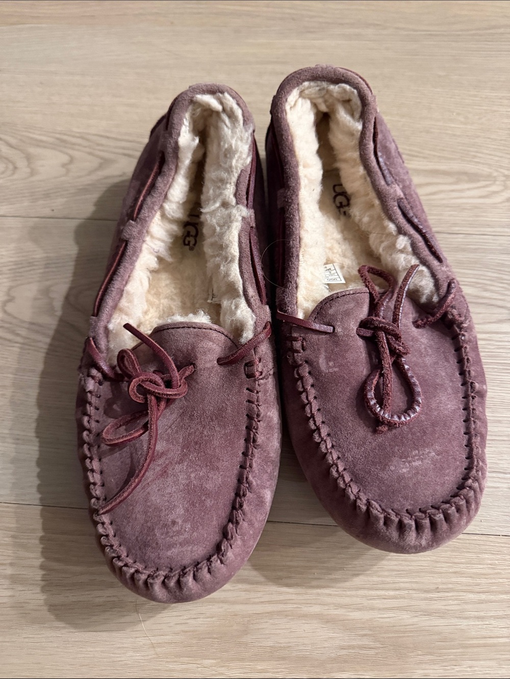 UGG Women's Suede Shearling Moccasin Slipper - Dusty Rose Mauve